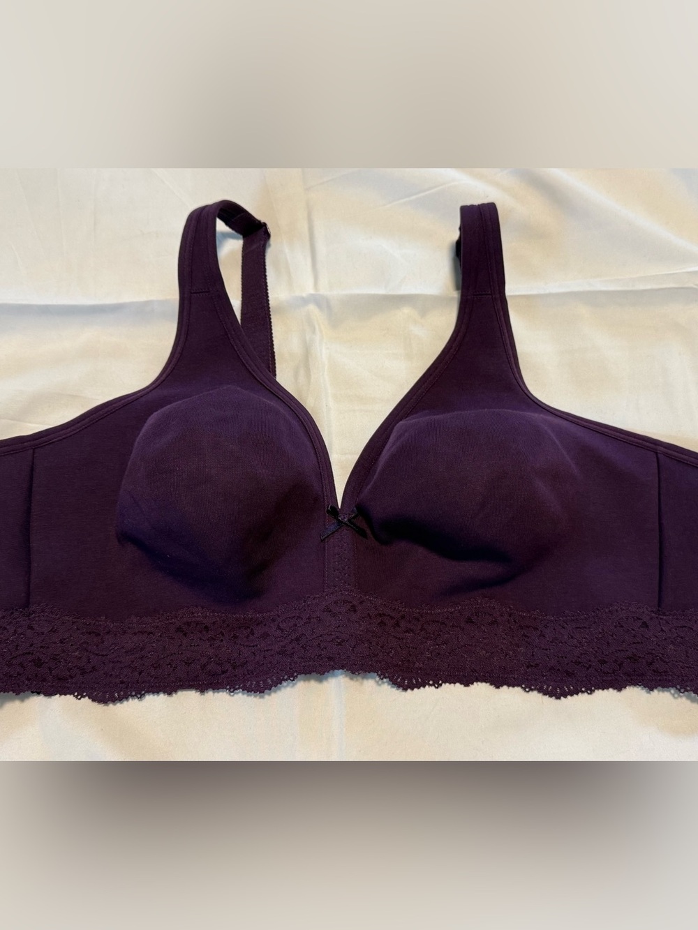 Cacique Wireless Lace-Band Bra in Plum - NWOT -Size 46B